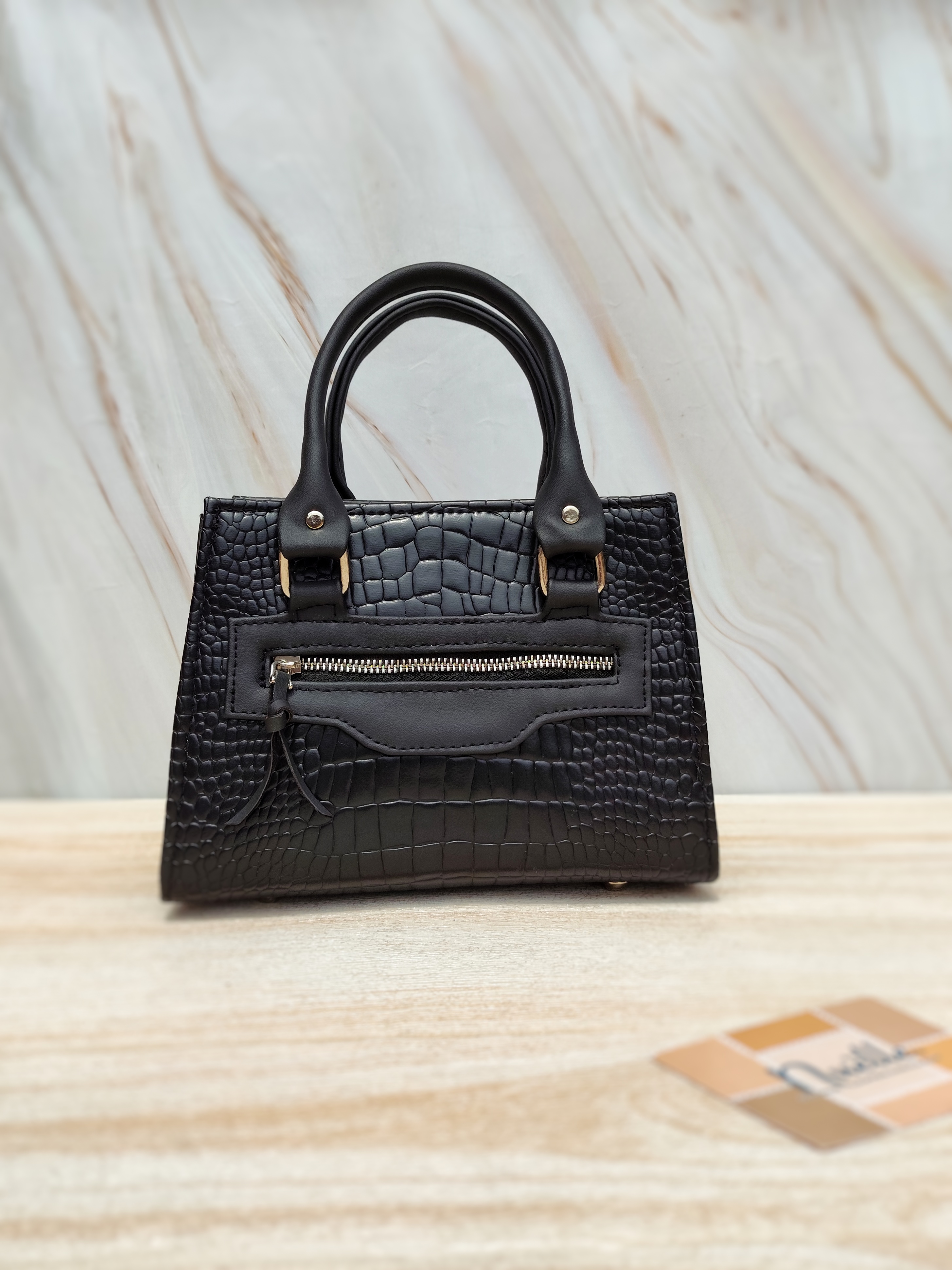 Handcrafted Black Leather Handbag image 1